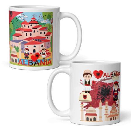 Arnavutluk Kupa Bardak 2 Adet Seyahat Hatıra Albania Mug