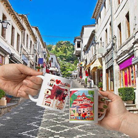 Arnavutluk Kupa Bardak 2 Adet Seyahat Hatıra Albania Mug