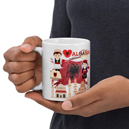 Arnavutluk Kupa Bardak 2 Adet Seyahat Hatıra Albania Mug