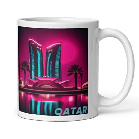 Katar Kupa Bardak 2 Adet Seyahat Hatıra Qatar Mug