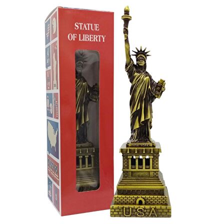 Vintage Metal USA Özgürlük Heykeli Antik Bronz 32 cm