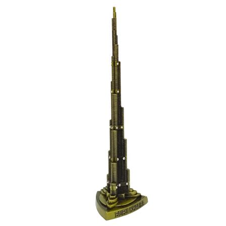 Vintage Metal Taşlı Burj Khalifa Biblo Antik Bronz 25 cm Burç Halife