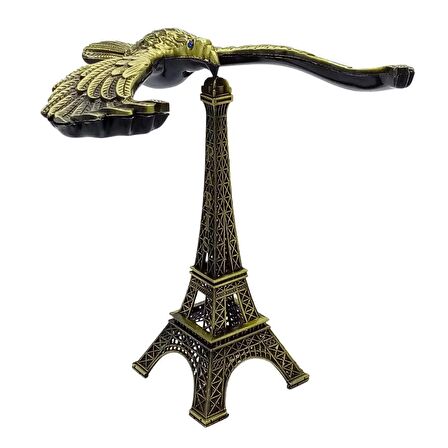 Vintage Metal Dengeli Kartal ve Eyfel Kulesi Bronz 20x17cm