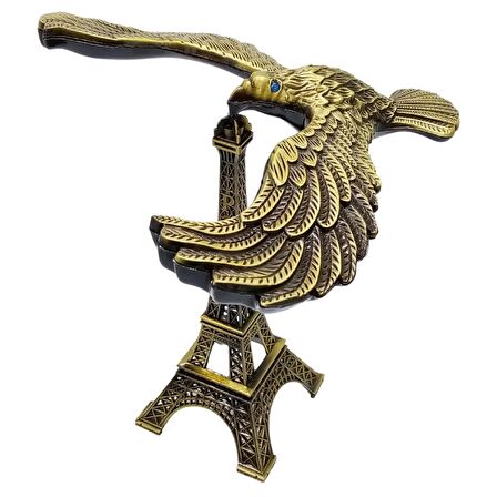 Vintage Metal Dengeli Kartal ve Eyfel Kulesi Bronz 20x17cm