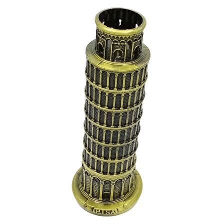 Vintage Metal İtalya Pisa Kulesi Biblo Antik Bronz 18 cm