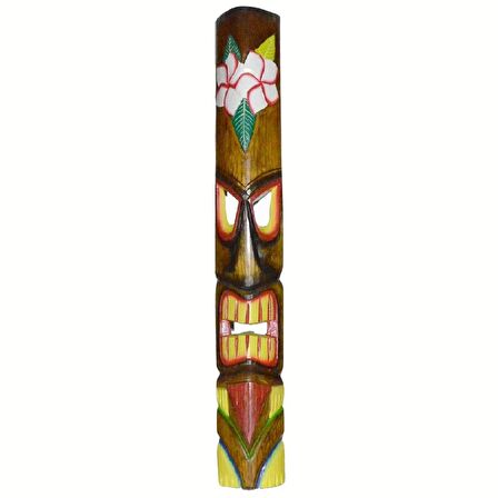 Ahşap Tiki Renkli Mask Duvar Dekoru Maske 100 cm