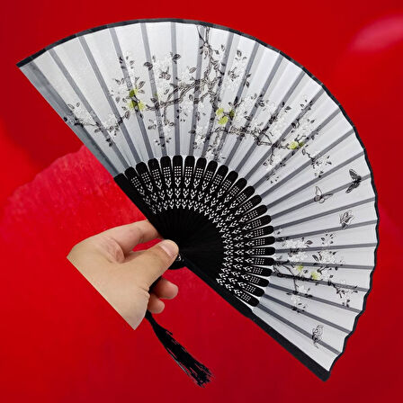 Japon Bambu Kumaş Yelpaze Çanta Boy Stant Hediyeli No.136