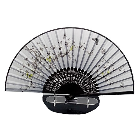 Japon Bambu Kumaş Yelpaze Çanta Boy Stant Hediyeli No.136