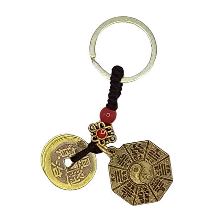 Feng Shui Metal Anahtarlık Şans Parası Ve Bagua Ayna No.1