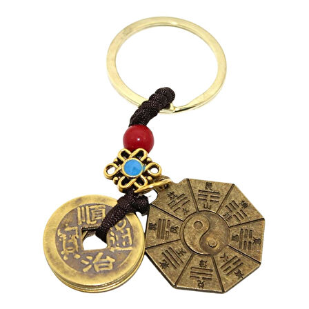 Feng Shui Metal Anahtarlık Şans Parası Ve Bagua Ayna No.1