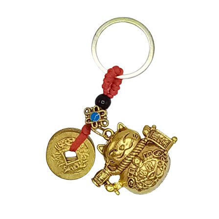 Feng Shui Şans Parası Maneki Neko Metal Anahtarlık No.2