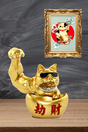 Japon Maneki Neko Şanslı Kedi Figürü Reçine No.1 30x30cm