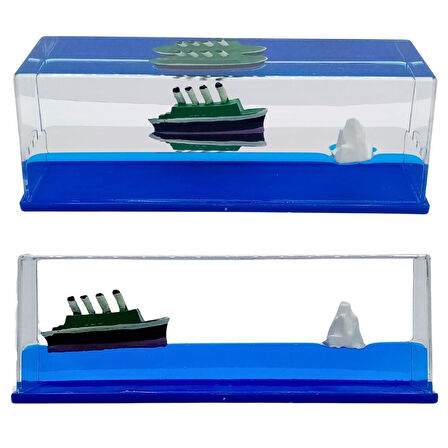 Cam Deniz İçinde Batmayan Gemi Titanik ve Buzdağı 15 cm