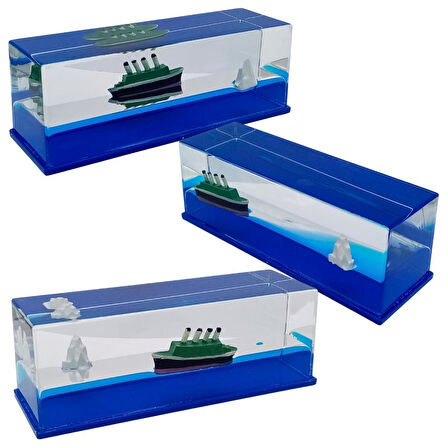 Cam Deniz İçinde Batmayan Gemi Titanik ve Buzdağı 15 cm