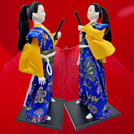 Geleneksel Japon Samuray Ninja Bebek Kabuki Biblo 30 cm No.1