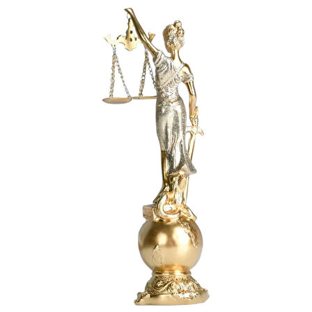 Themis Adalet Terazisi Heykeli ve Dünya Biblo Gold 24cm