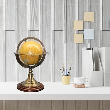 Dünya Küre Pirinç Stantlı Döner World Globe 17x27cm