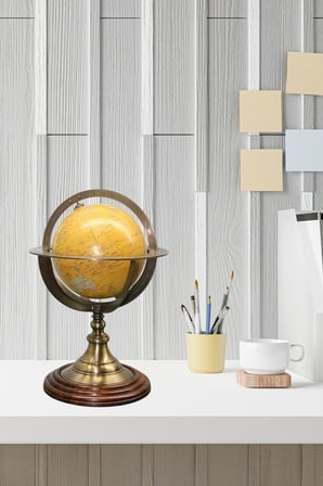 Dünya Küre Pirinç Stantlı Döner World Globe 17x27cm