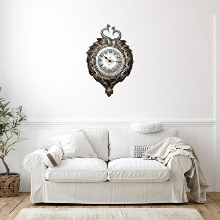 Duvar Saati Tavuskuşu Temalı Büyük Polyester Saat No.1 50 x 70 cm