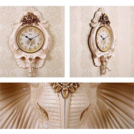 Duvar Saati Fil Temalı Büyük Polyester Saat Ack No.1 48 x 84 cm