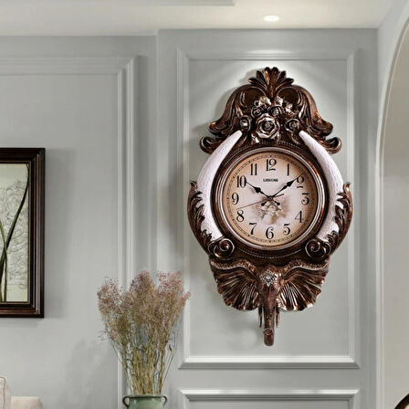 Duvar Saati Fil Temalı Büyük Polyester Saat Koy No.3 40 x 67 cm