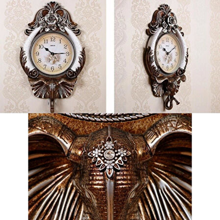 Duvar Saati Fil Temalı Büyük Polyester Saat Koy No.3 40 x 67 cm