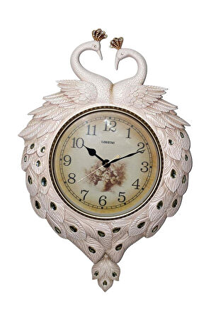 Duvar Saati Tavuskuşu Temalı Büyük Polyester Saat No.2 50 x 70 cm