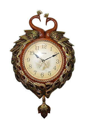 Duvar Saati Tavuskuşu Temalı Polyester Saat No.5 42 x 60 cm