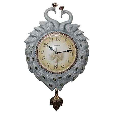 Duvar Saati Tavuskuşu Temalı Polyester Saat No.6 40 x 60 cm