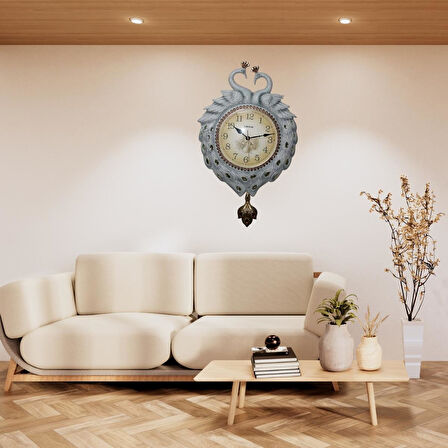 Duvar Saati Tavuskuşu Temalı Polyester Saat No.6 40 x 60 cm