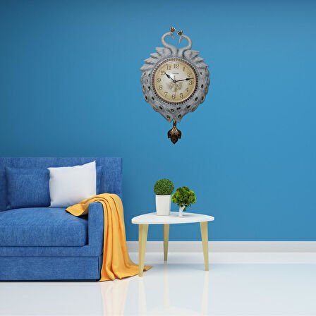 Duvar Saati Tavuskuşu Temalı Polyester Saat No.6 40 x 60 cm