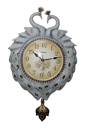 Duvar Saati Tavuskuşu Temalı Polyester Saat No.6 40 x 60 cm