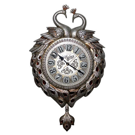 Duvar Saati Tavuskuşu Temalı Polyester Saat No.7 42 x 60 cm