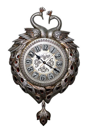 Duvar Saati Tavuskuşu Temalı Polyester Saat No.7 42 x 60 cm