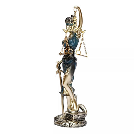 Themis Adalet Kadını Terazisi Heykeli Mavi Gold 24cm