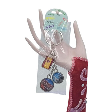 İspanya Üçlü Epoksi Metal Çift Taraflı Damla Anahtarlık Spain