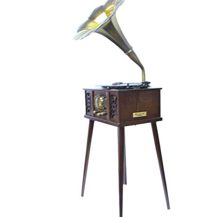 Gramofon Ahşap Standlı Plakçalar Radyo Bluetooth Usb Pikap CW004