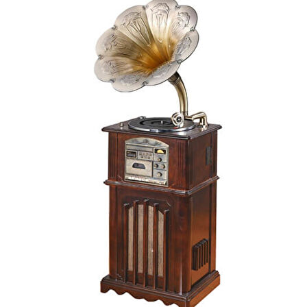 Gramofon Ahşap Standlı Plakçalar 135cm Radyo Bluetooth Usb Pikap C0352