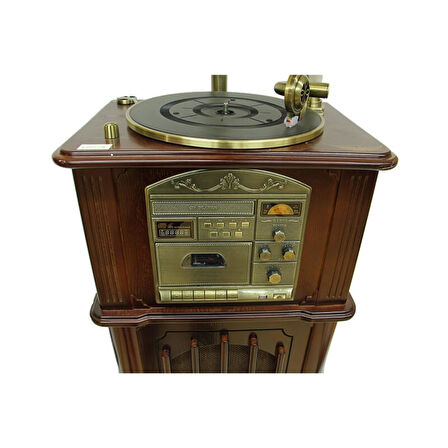 Gramofon Ahşap Standlı Plakçalar 135cm Radyo Bluetooth Usb Pikap C0352