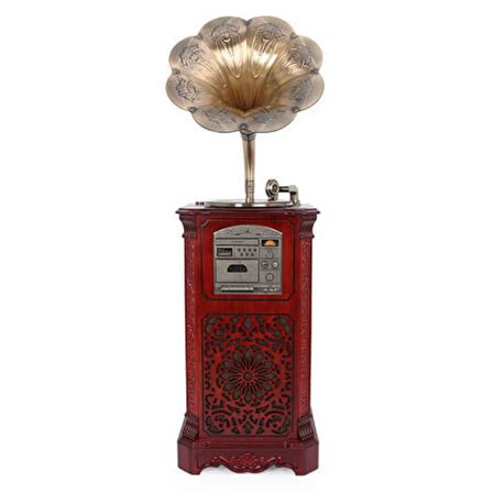 Gramofon Plakçalar Ahşap Standlı 150cm Radyo Bluetooth Usb C0997