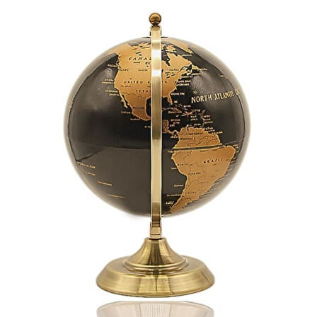 Gold Metal Kaideli Siyah Dünya Küresi 20 x 30 cm