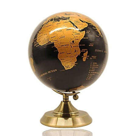 Gold Metal Kaideli Siyah Dünya Küresi 20 x 30 cm