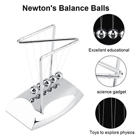 Newton Beşiği Z Denge Balans Sarkaç Topu Gümüş Büyük