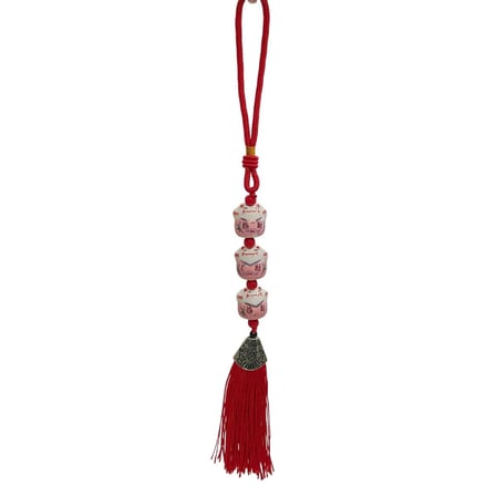 Üçlü Pembe Maneki Neko Şans Kedisi Araba Süsü No.5P