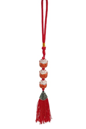 Üçlü Turuncu Maneki Neko Şans Kedisi Araba Süsü No.5T