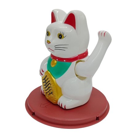 Maneki Neko El Sallayan Şans Kedisi Beyaz Solar Güneş Enerjili 11x10cm NO1B