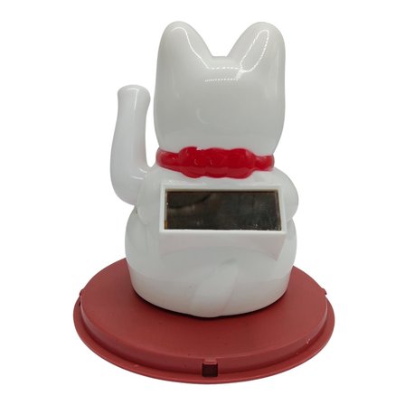 Maneki Neko El Sallayan Şans Kedisi Beyaz Solar Güneş Enerjili 11x10cm NO1B
