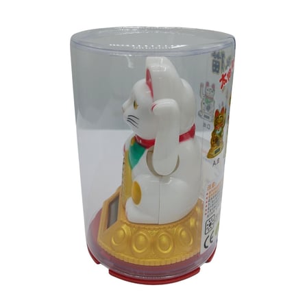 Maneki Neko El Sallayan Şans Kedisi Beyaz Solar Güneş Enerjili 6x10cm NO6GB