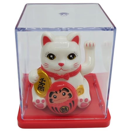 Maneki Neko El Sallayan Mini Şans Kedisi Beyaz Solar Güneş Enerjili 5x5cm S1BYZ01