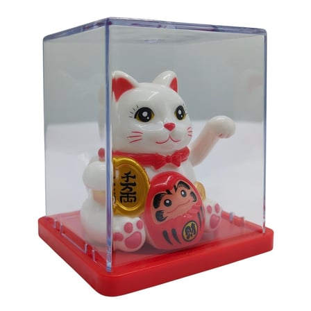 Maneki Neko El Sallayan Mini Şans Kedisi Beyaz Solar Güneş Enerjili 5x5cm S1BYZ01